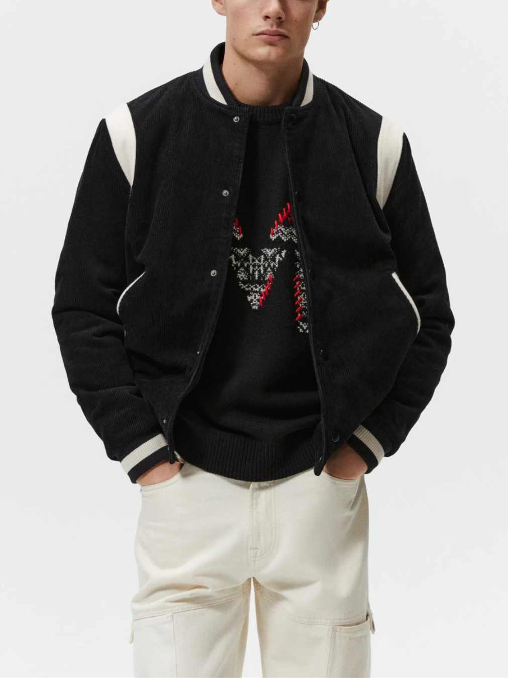 Spring Men's Velvet Stitching Baseball Jacket