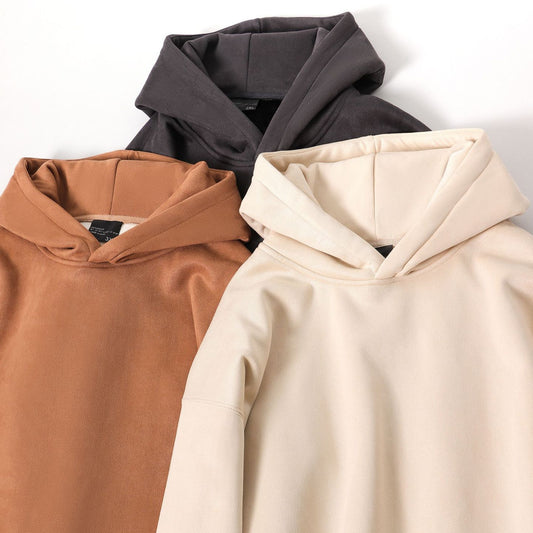 Suede No Hat Rope Hooded Sweater For Men