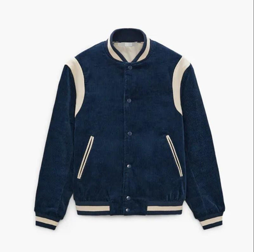 Spring Men's Velvet Stitching Baseball Jacket