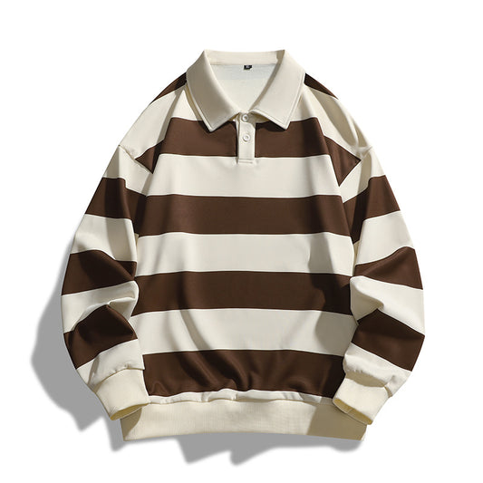 Men's Loose T-shirt Striped Sweatshirt Sweater