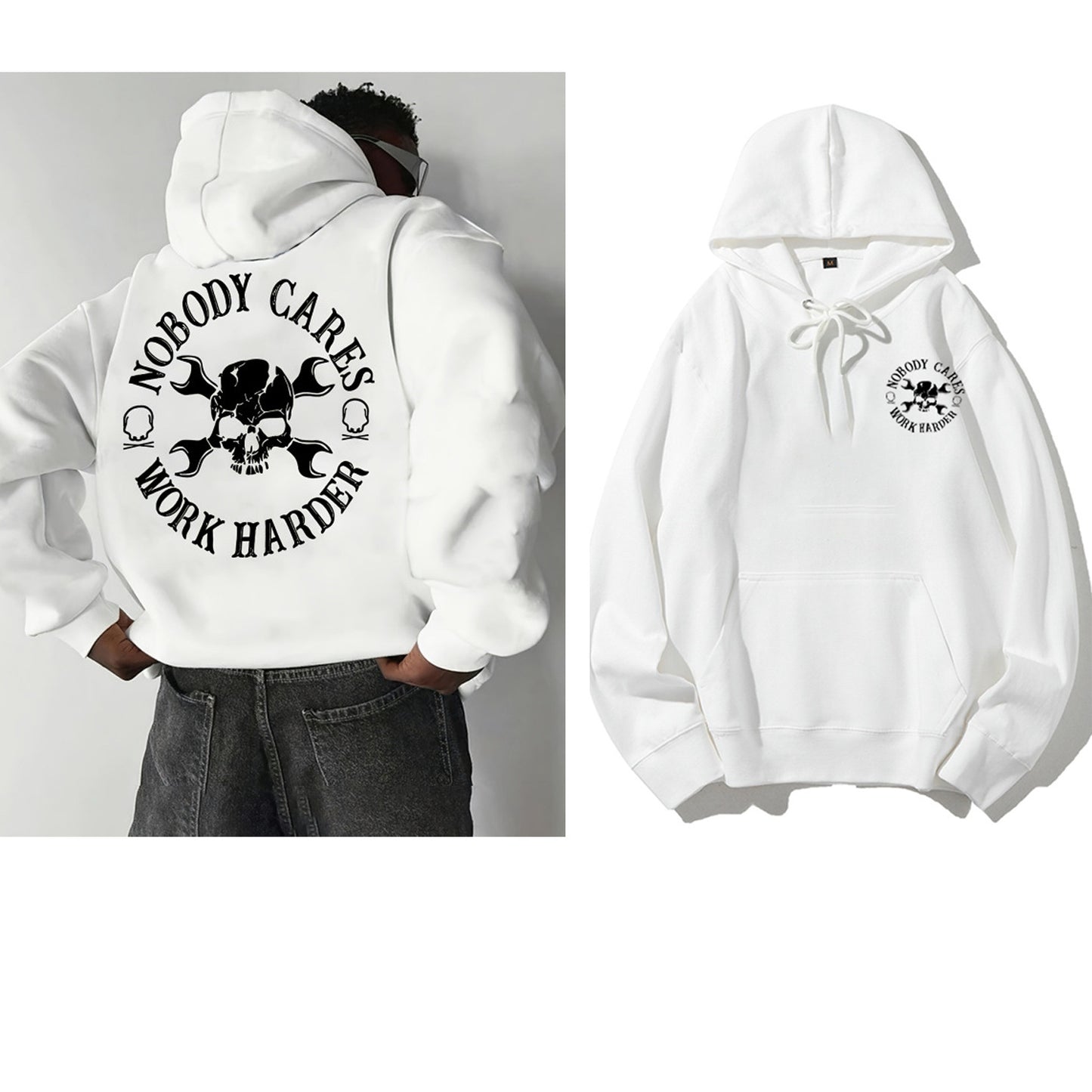 Men's Casual Skull Letter Print Hoodie