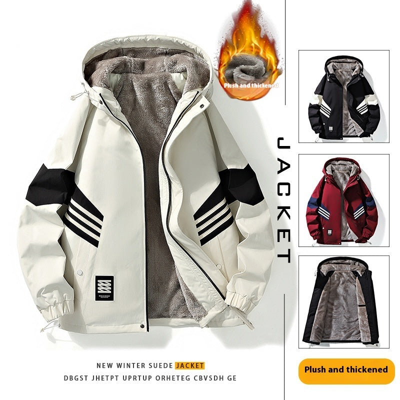 Fleece Jacket Hooded Thickened Trendy Brand Warm Outdoor Mountain Couple Men's Assault Jacket